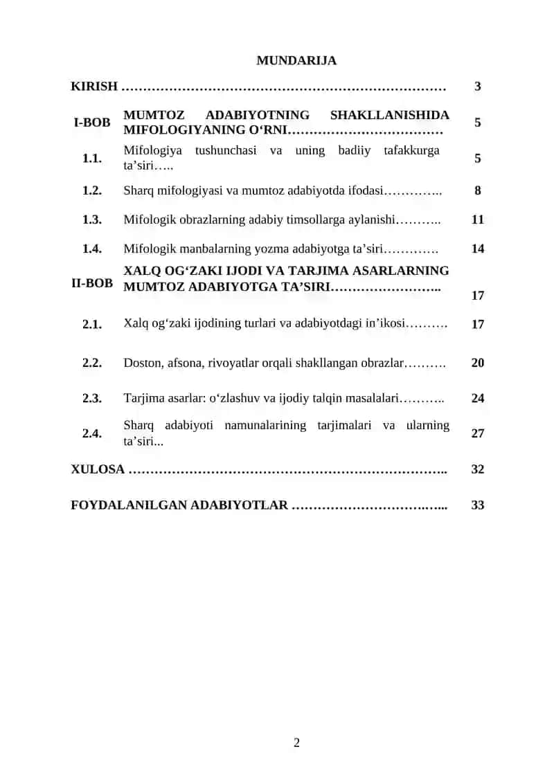 MUMTOZ ADABIYOTNING SHAKLLANISHIDAGI ASOSIY OMILLAR:MIFOLOGIYA, XALQ OG'ZAKI IJODI VA TARJIMA ASARLAR 2