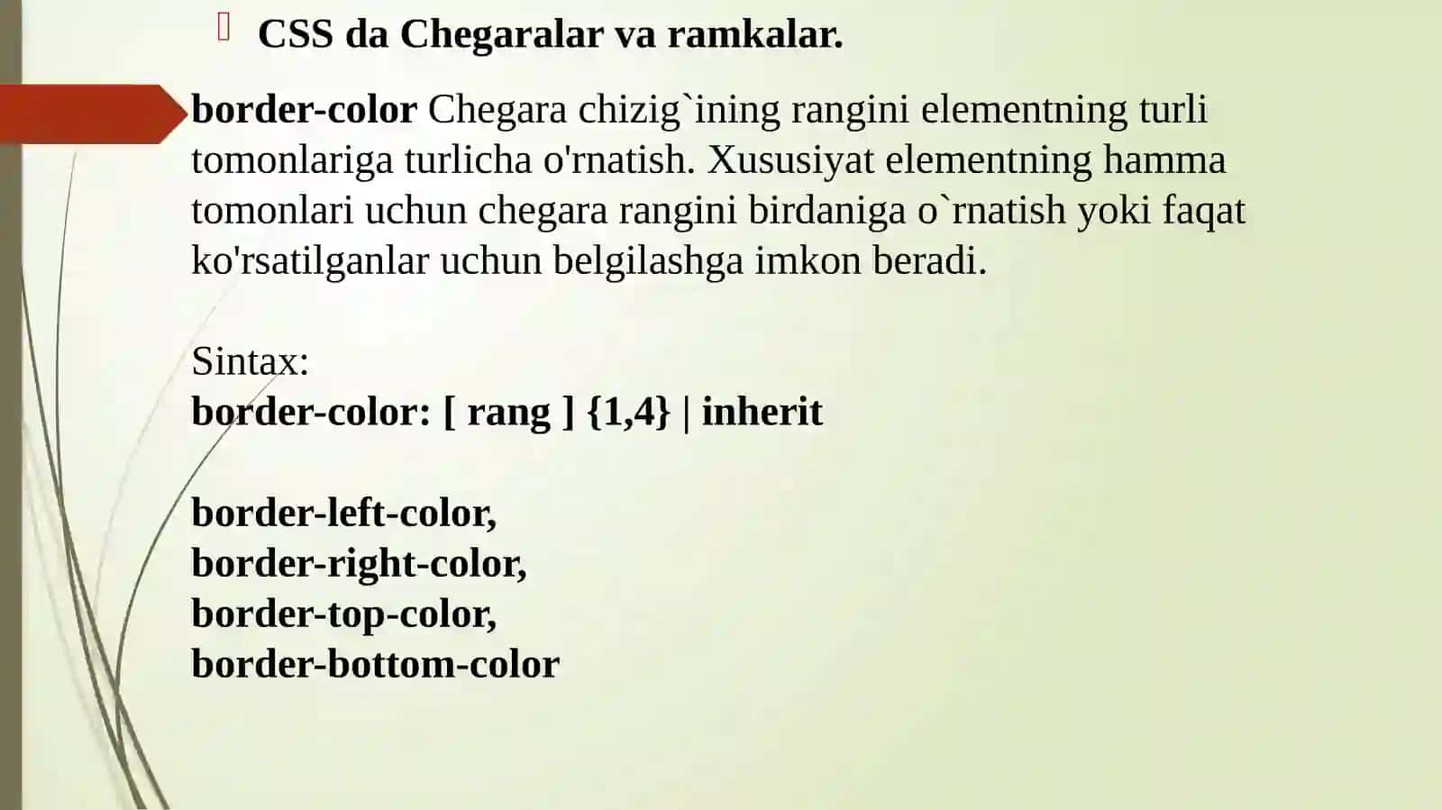 CSS yordamida qatlamlar yaratish. Chegaralar va ramkalar 2