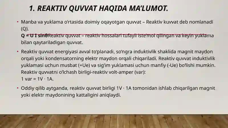 Reaktiv quvvat sistemoli 2
