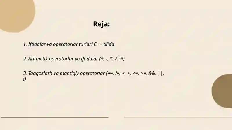 C++ Tilida standart funktsya va ifodalar 2
