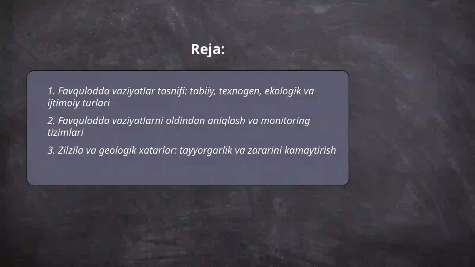 Tabiiy texnogen ekologik va ijtimoiy tusdagi favqulodda vaziyatlar 2