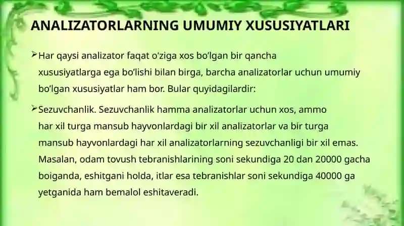 Sensor tizimining rivojlanishi 2