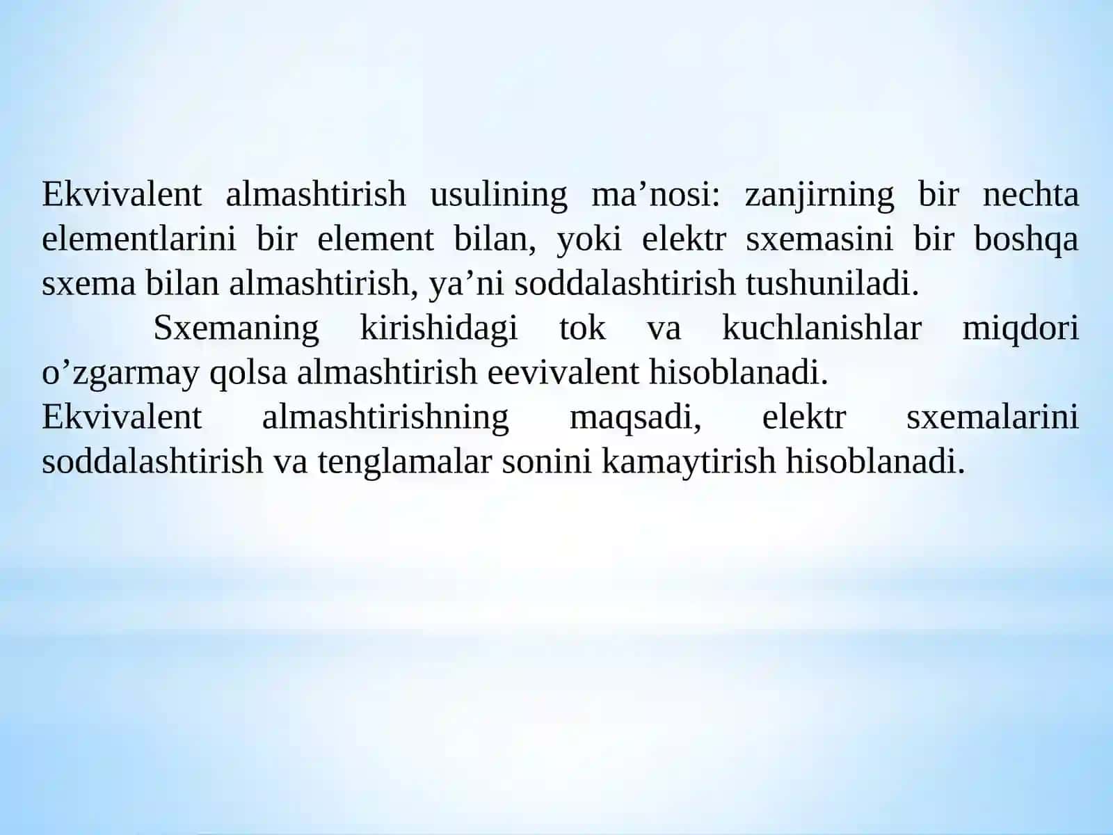 O‘zgarmas tok elektr zanjirlarini hisoblash 2