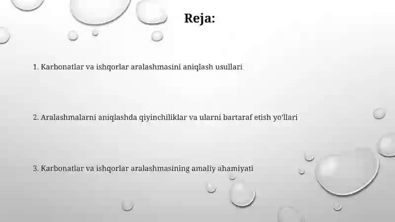Karbonatlar va ishqorlar aralashmasini aniqlash 2