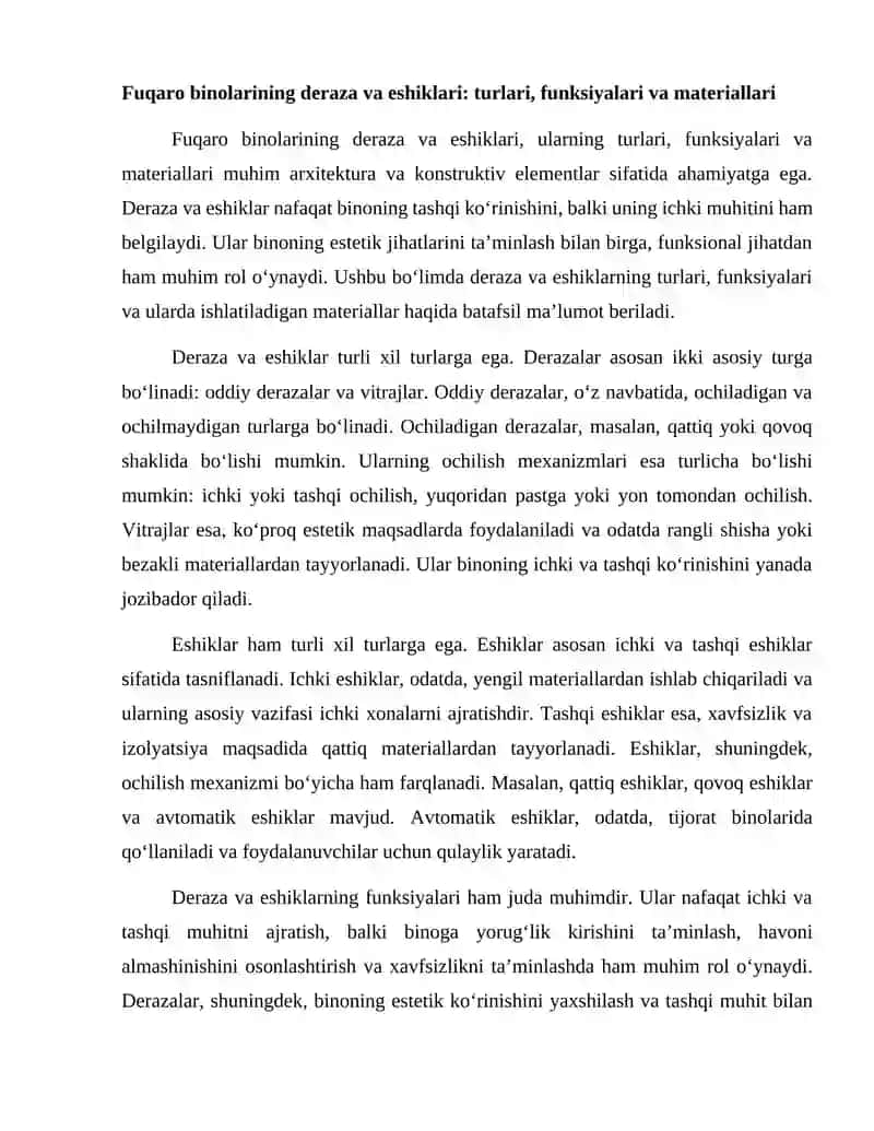 Fuqaro binolarining deraza va eshiklari 2