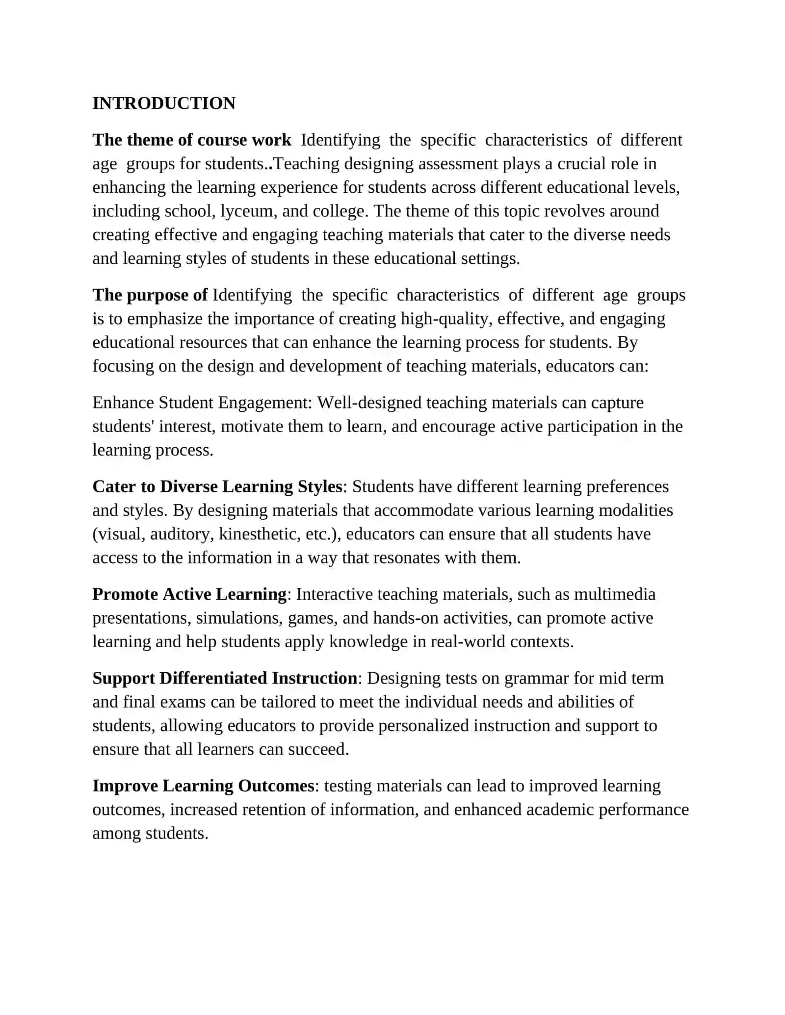 Identifying the specific characteristics of different age groups 2