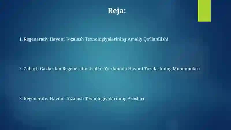 Regenerativ Havoni Tozalash Texnologiyalari 2