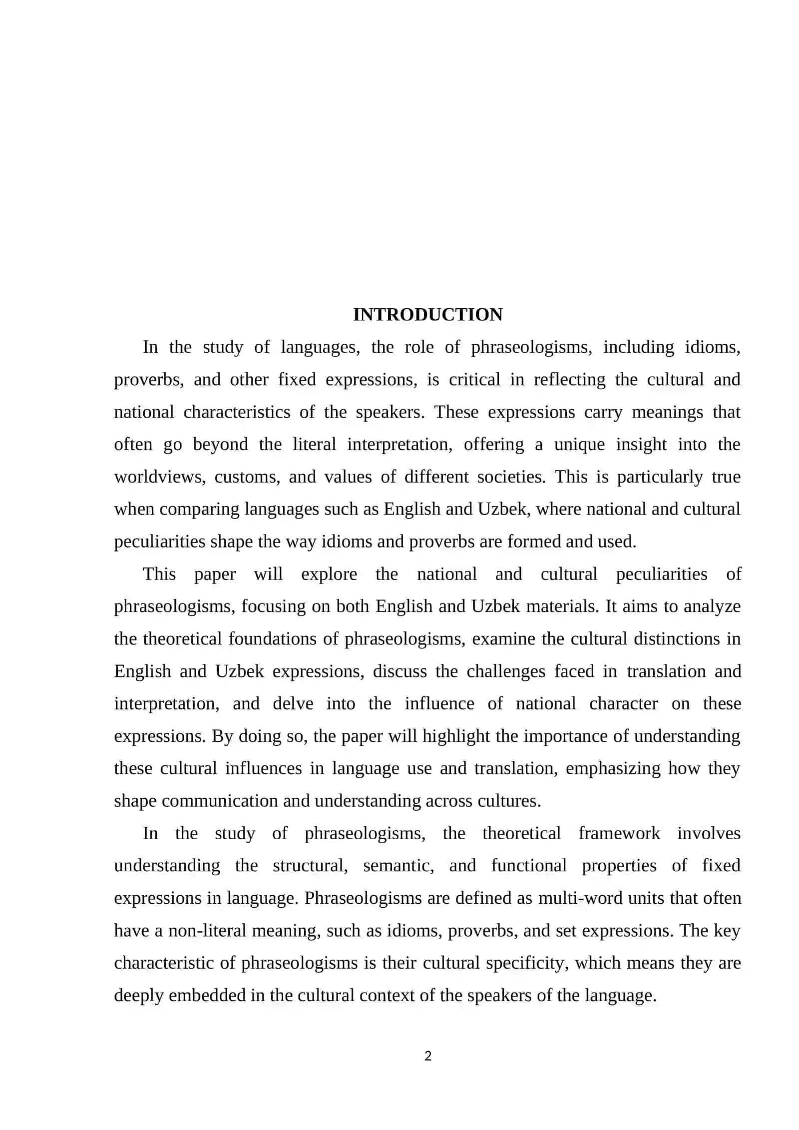 National and cultural peculiarities of phraseologisms (On the basis of English and Uzbek materials ) 2