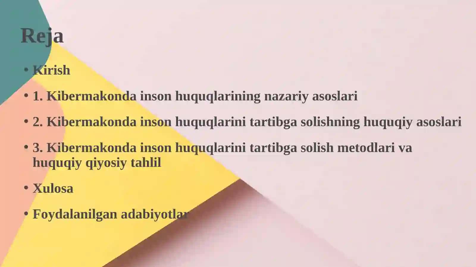 Kibermakonda inson huquqlarining nazariy asoslari va ularning tartibga solishning 2