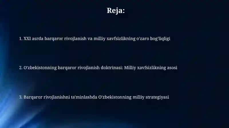 Milliy xavfsizlik va barqaror rivojlanishning oʻzaro bogʻliqligi 2