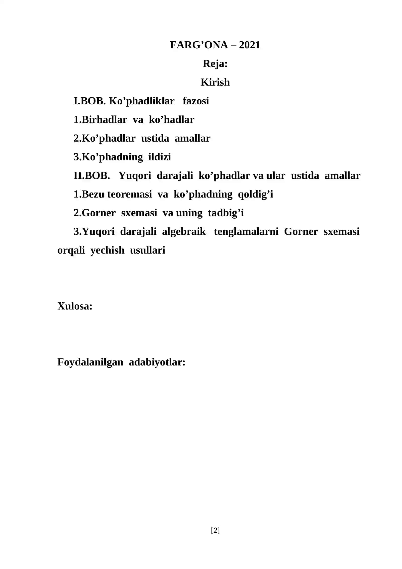 Gorner sxemasi va uning tadbiqlari 2