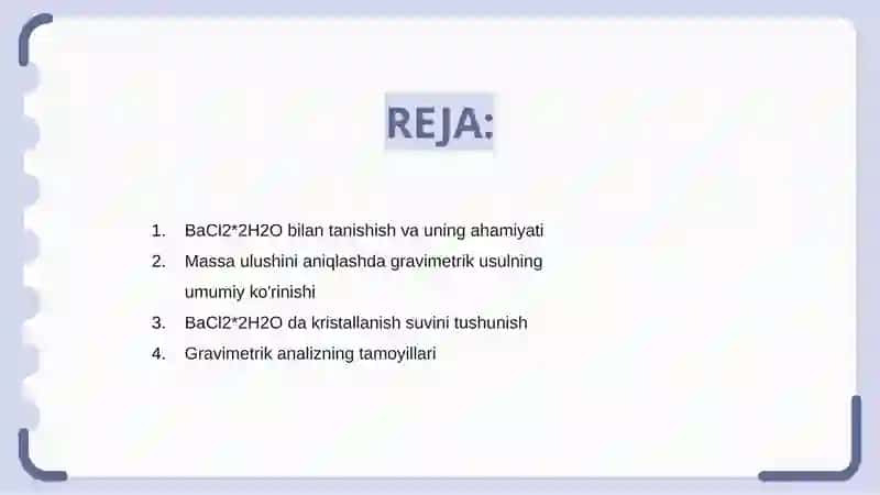 GravimetrikusuldaBaCl2*2H20tarkibidagikristalizasionsuvnimassaulushinianiqlash 2