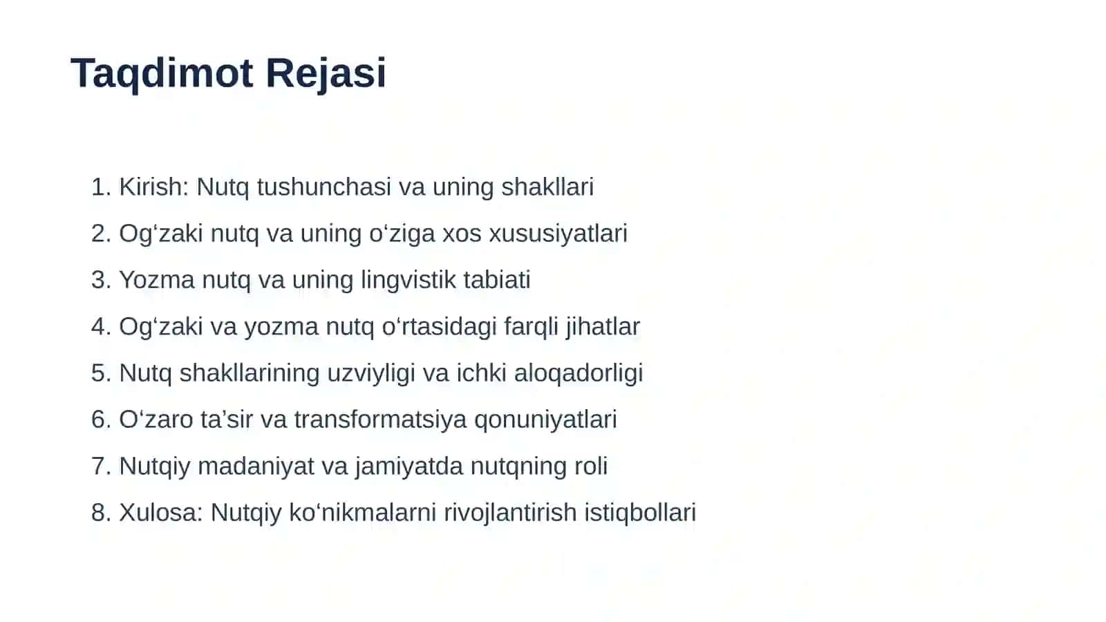 Og‘zaki va yozma nutqning uzviyligi hamda o‘zaro aloqadorligi qonuniyatlari SLAYD 2