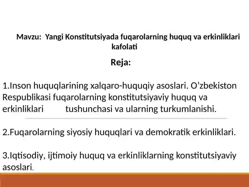 Yangi Konstitutsiyada Fuqarolarning Huquq va Erkinliklari 2