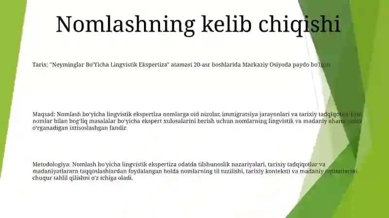 Neyminglar BoʻYicha Lingvistik Ekspertiza 2