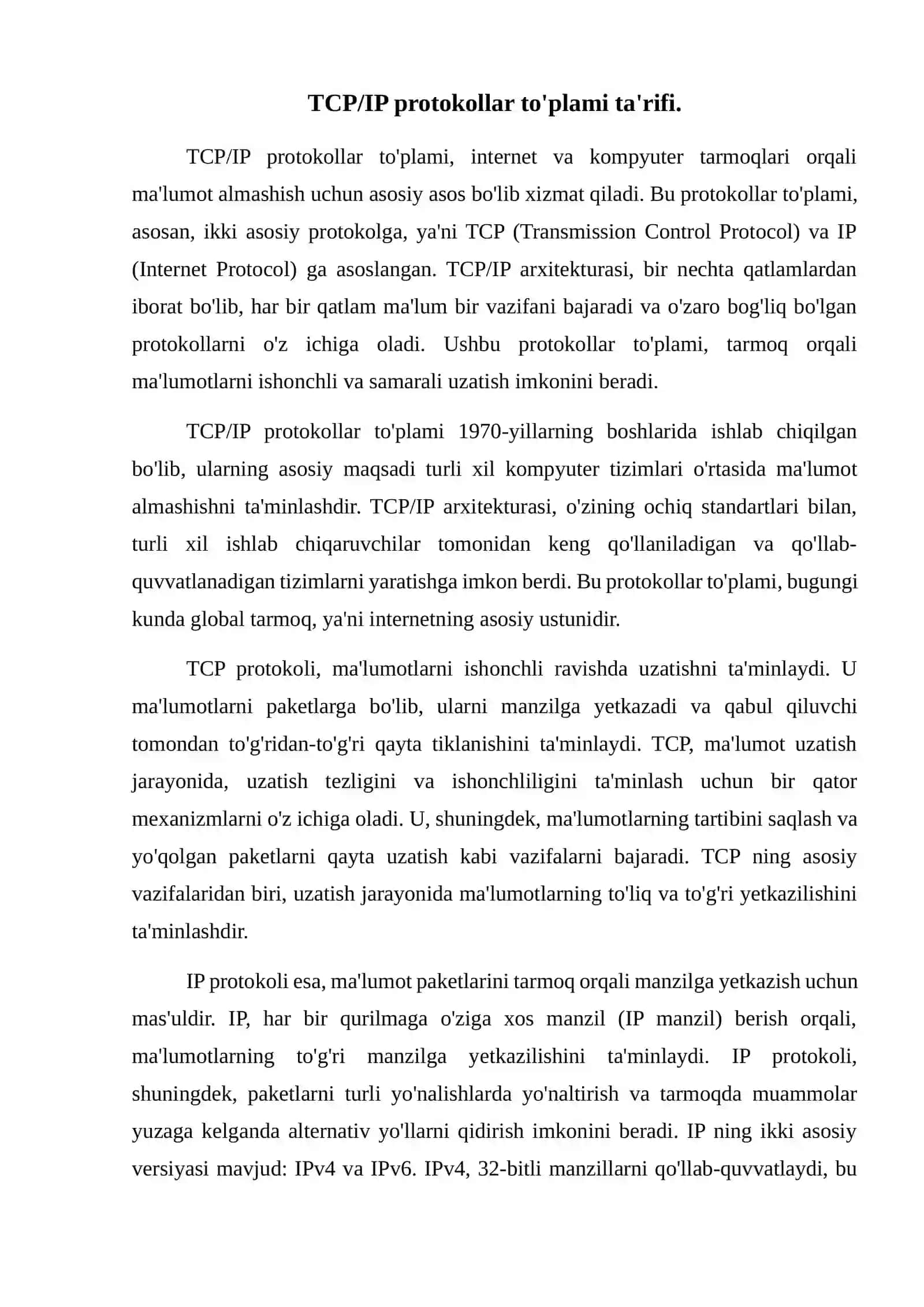 TCP/IP protokollar toʻplami 2
