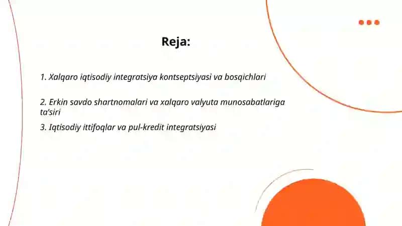 Xalqaro iqtisodiy integratsiya va xalgaro valyuta munosabatlari 2