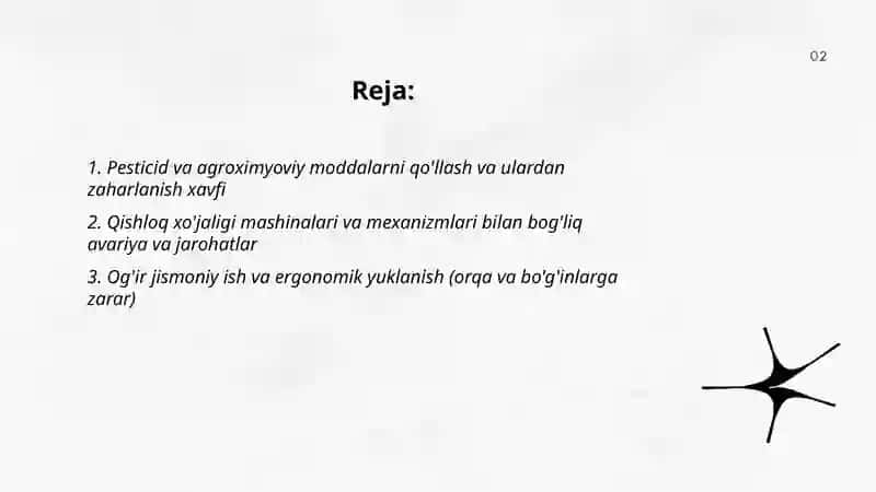 Qishloq xo'jaligi sohasidagi mehnat muhofazasi muammolari 2