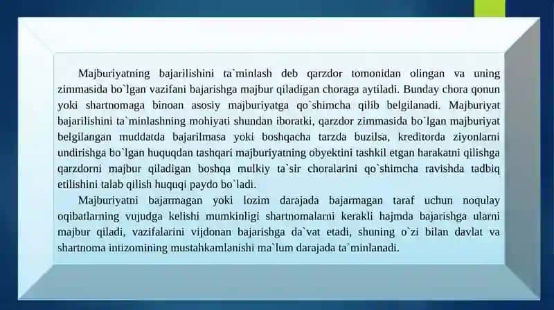 MAJBURIYATLARNING BAJARILISHINI TA`MINLASH 2