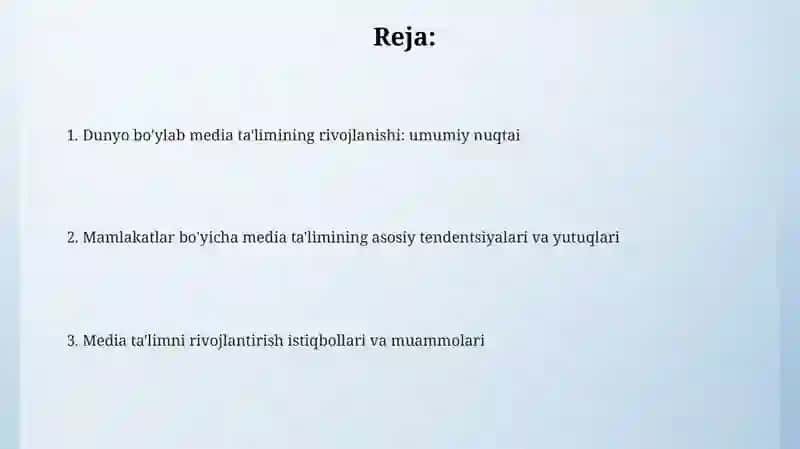 Dunyo mamlakatlarda mediata'lim taraqqiyoti 2