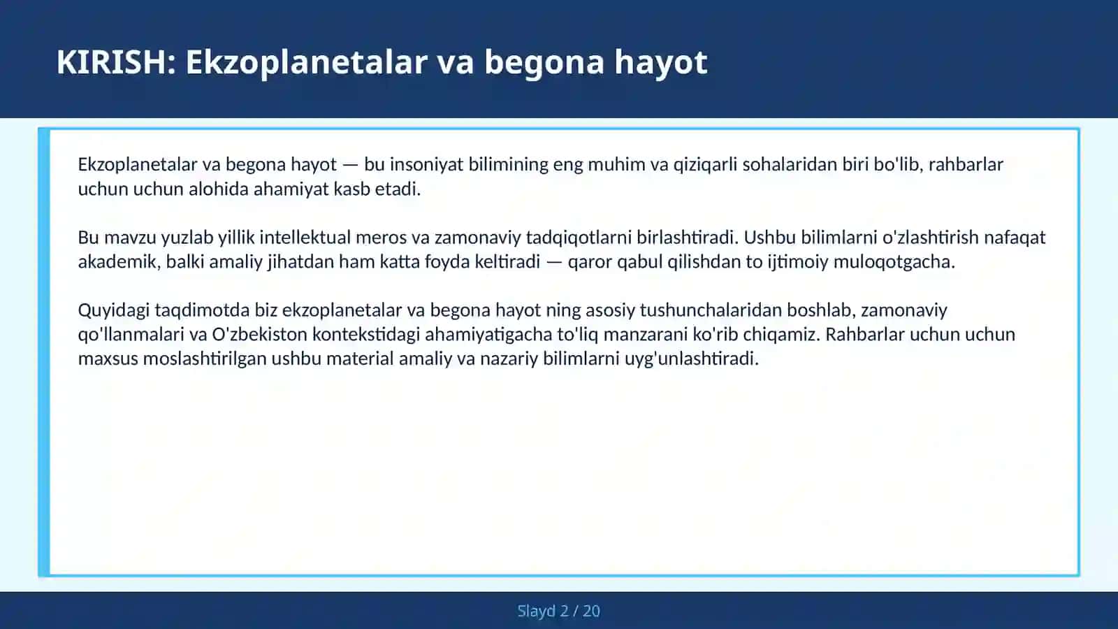 Ekzoplanetalar va begona hayot 2