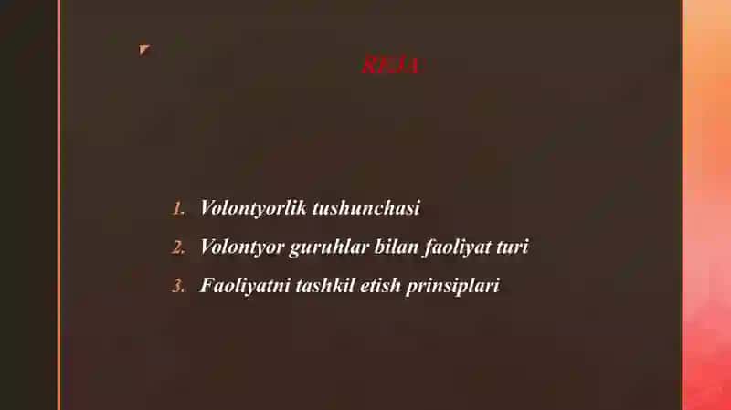 VOLONTYORLIK VA VOLONTYOR GURUHLAR BILAN TASHKIL ETILADIGAN FAOLIYAT 2
