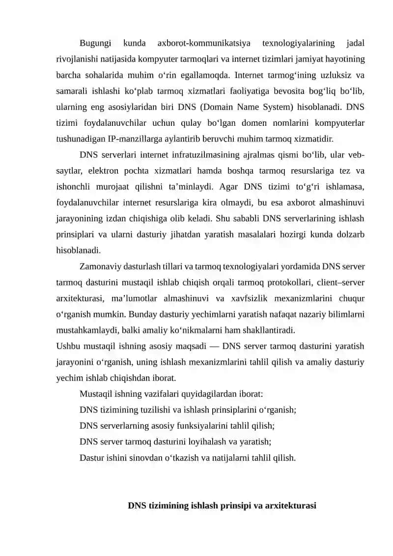 DNS server tarmoq dasturini yaratish 2