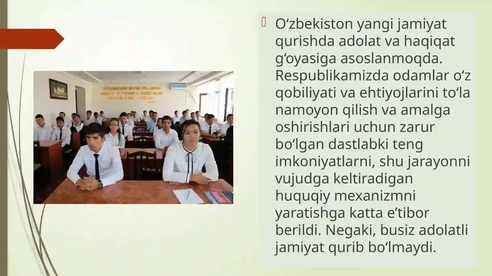 O’zbekistonda siyosiy isloxotlarning boshlanishi hamda demokratik davlat boshqaruvining o’rnatilishi 2