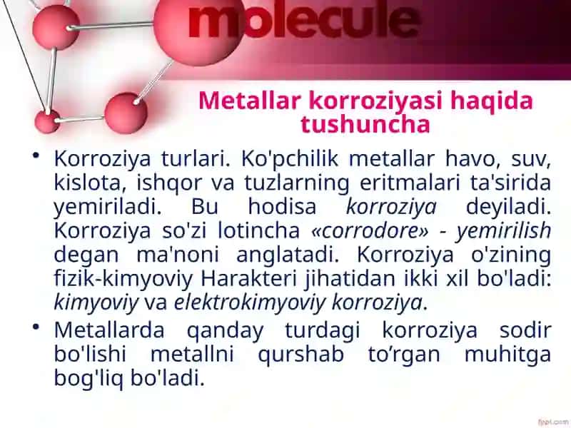 Metall va qotishmalarning korroziyalanish (zanglash) jarayonini o‘rganish 2
