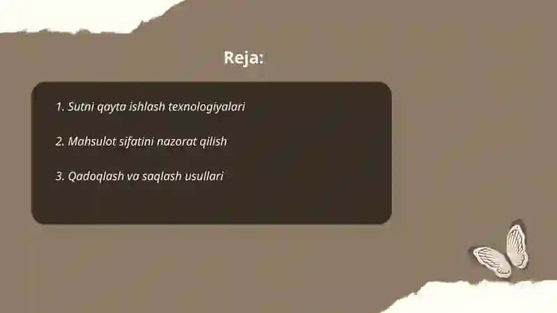 Sut maxsulotlarini ishlab chiqarish 2