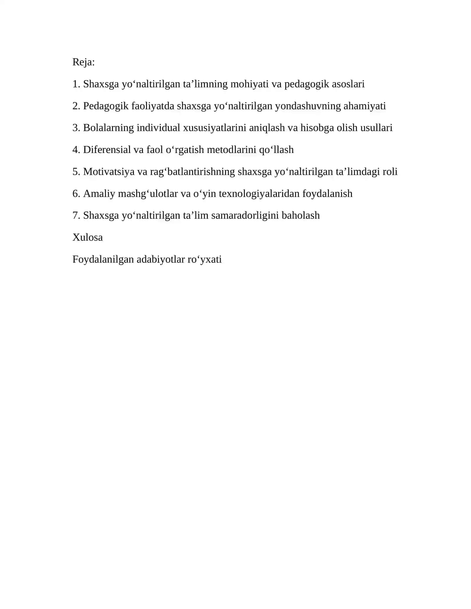 Shaxsga yo‘naltirilgan ta’limda pedagogik faoliyatga yondoshlarni amalga oshirish usullari 2