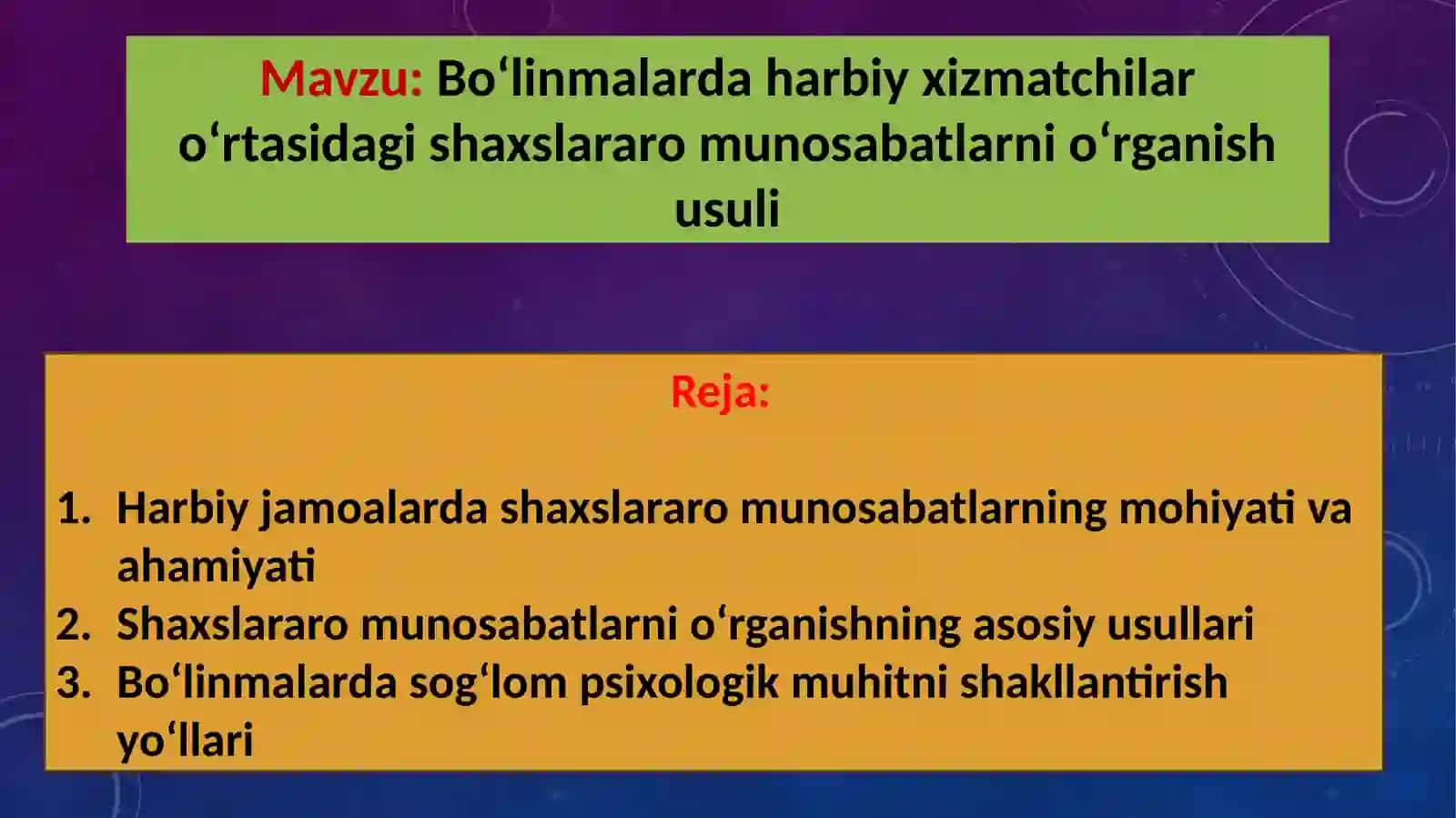 Bo‘linmalardaharbiyxizmatchilaro‘rtasidagishaxslararomunosabatlarnio‘rganishusuli 2