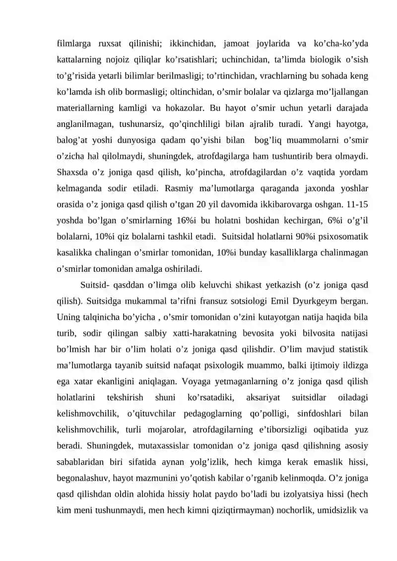 O'Smirlarda Suitsidal Xulq-Atvorning Kelib Chiqish Sabablari va Profilaktikasi 2