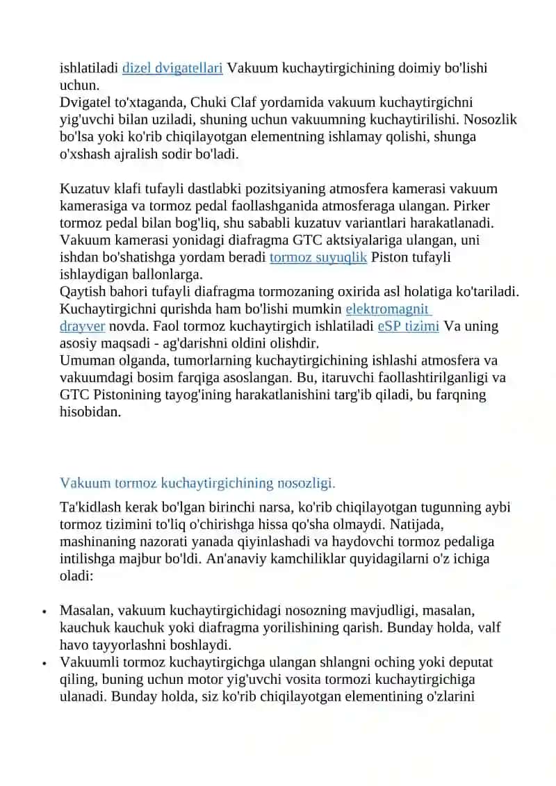 Vakuumli vakuumli tormoz kuchaytirgich klapan 2