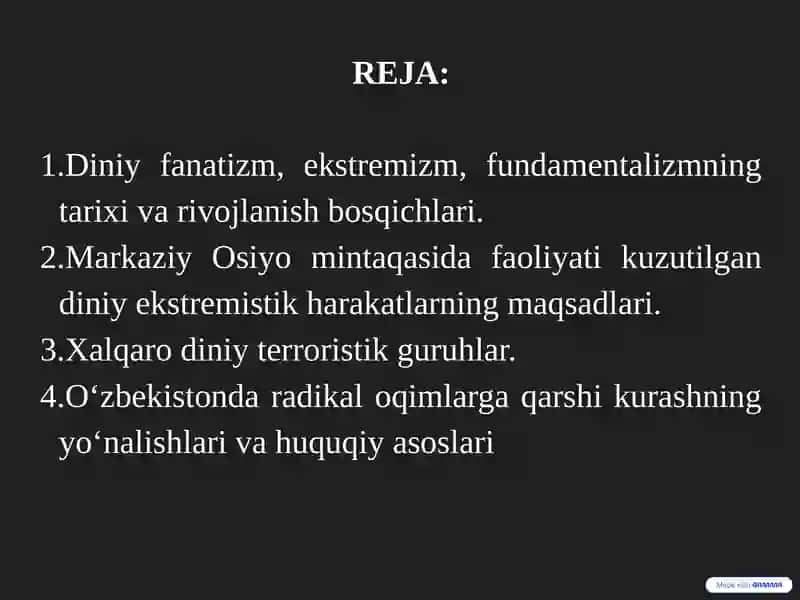 Diniy Fanatizm, Ekstremizm, Fundamentalizm va Terrorizmning Tarixi va Hozirgi Davrda Xavfsizlikga Tahdidi 2