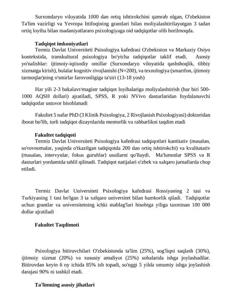 Termiz Davlat Universiteti Psixologiya Kafedrasi 2