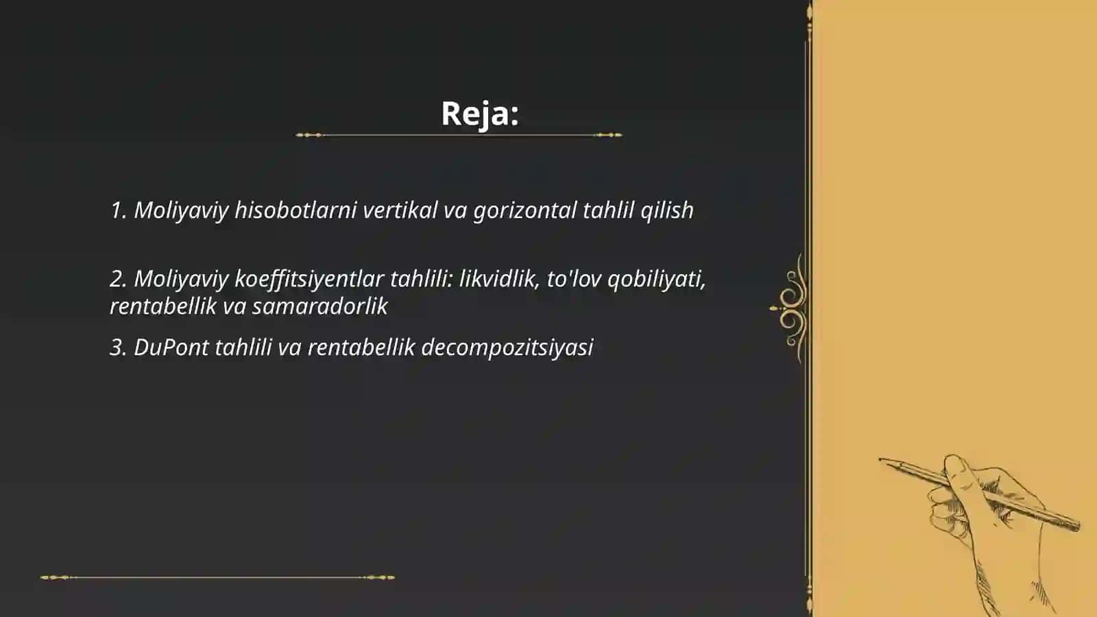 Moliyaviy tahlil instrumentlari va usullari 2