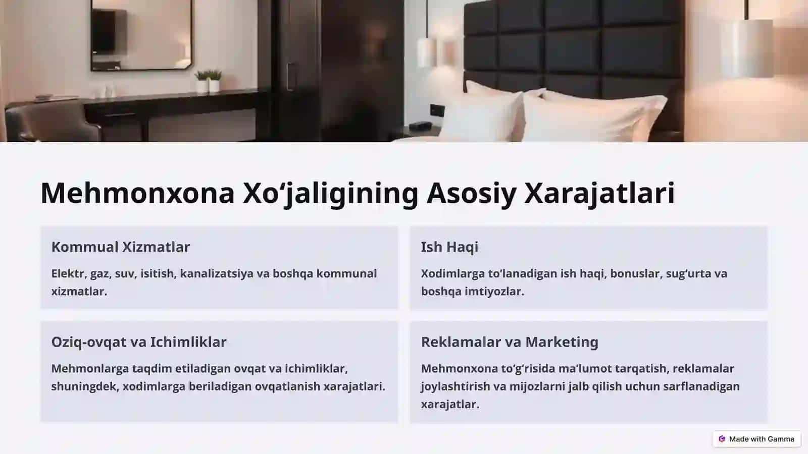 Mehmonxona Xo‘jaligining Xarajatlarini Rejalashtirish 2