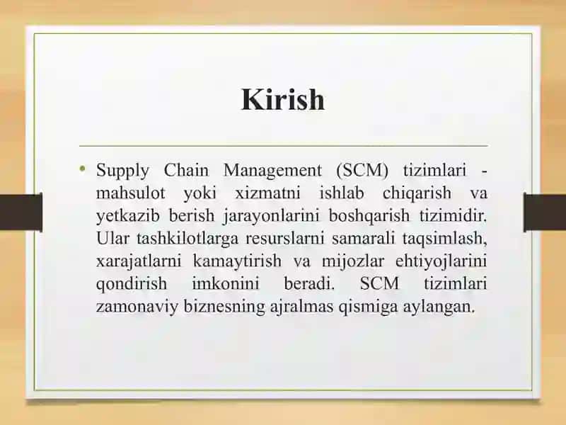 SCM (Supply Chain Management)tizimlari 2