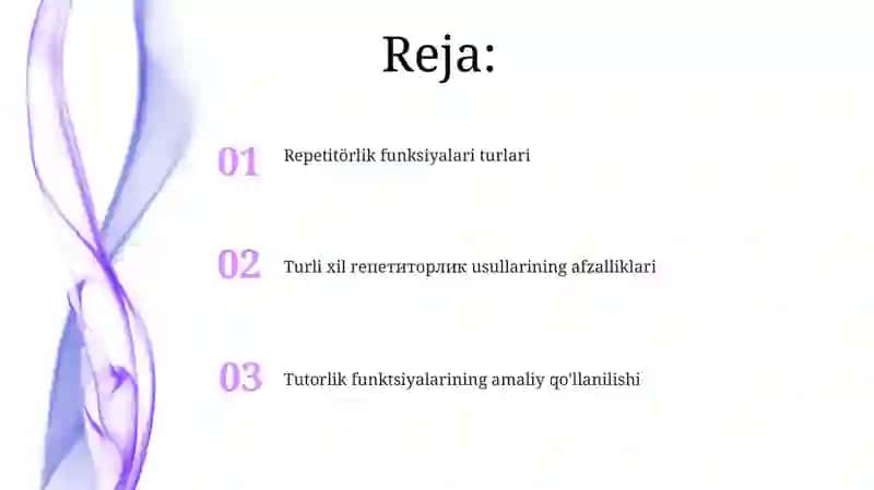 Tyutorning funksiyalari klassifikatsiyasi 2