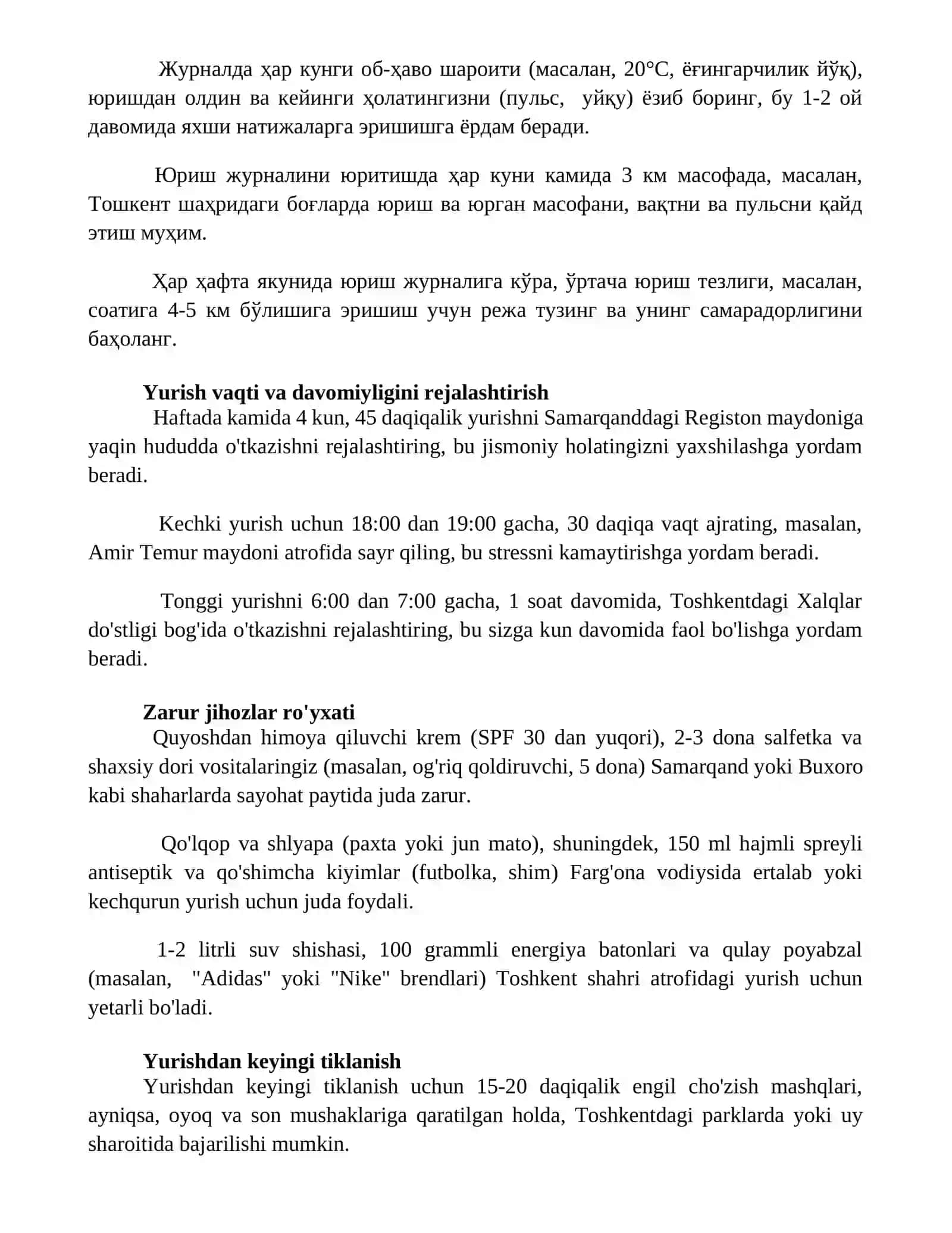 Ertalabki va kechki sayr rejalashtirish 2
