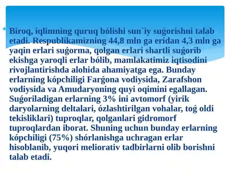 O’zbekistonda tabiatdan foydalanishning dolzarb masalalari 2
