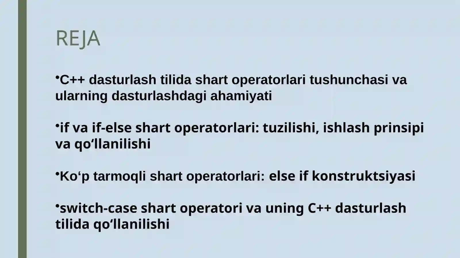 C++ dasturlashtilida shart operatorlari 2