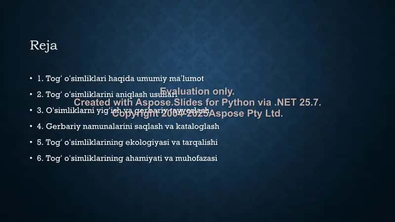Togʻ oʻsimliklarini aniqlash va gerbariydan foydalanish 2
