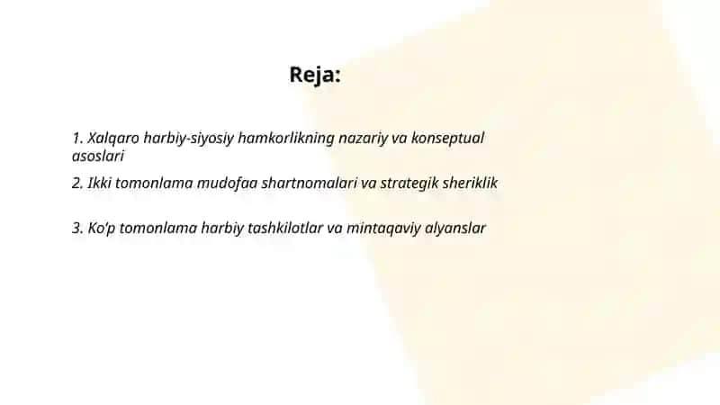 Xalqaro harbiy-siyosiy hamkorlik 2