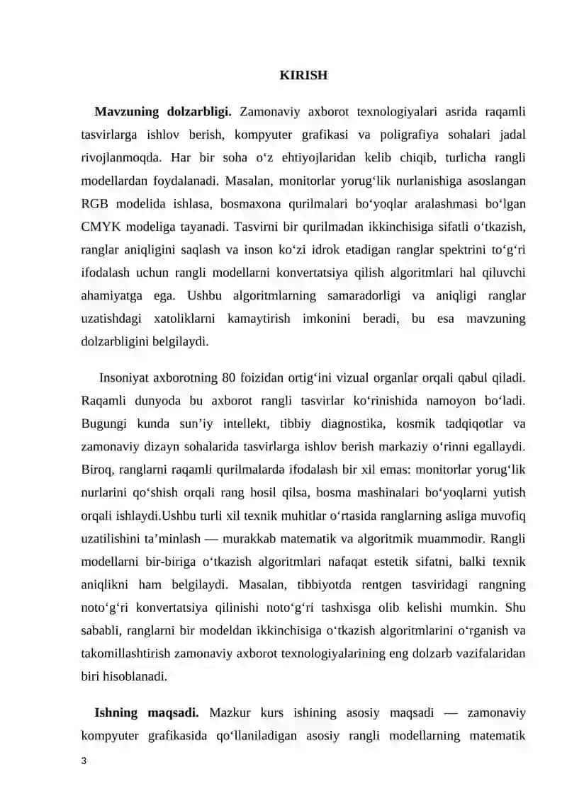 BIR RANG MODELIDAN BOSHQASIGA O’TISH ALGORITMLARI 2