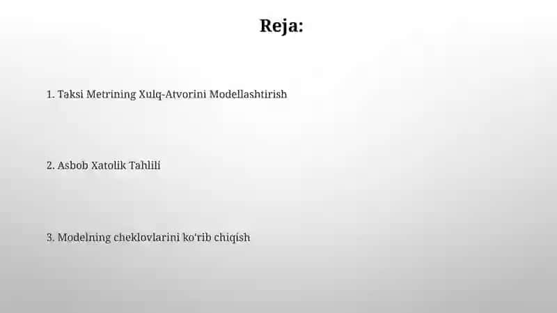 Elektronik Taksi Metrlarida Modellash Muammolari 2