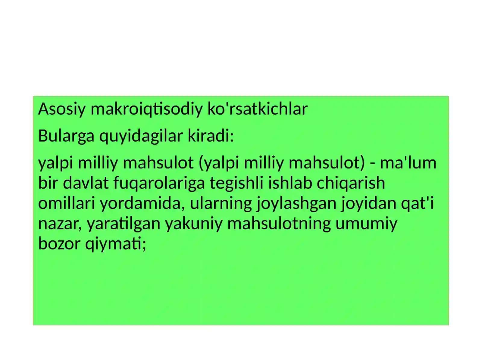 Asosiy makroiqtisodiy kòrsatkichlar 2