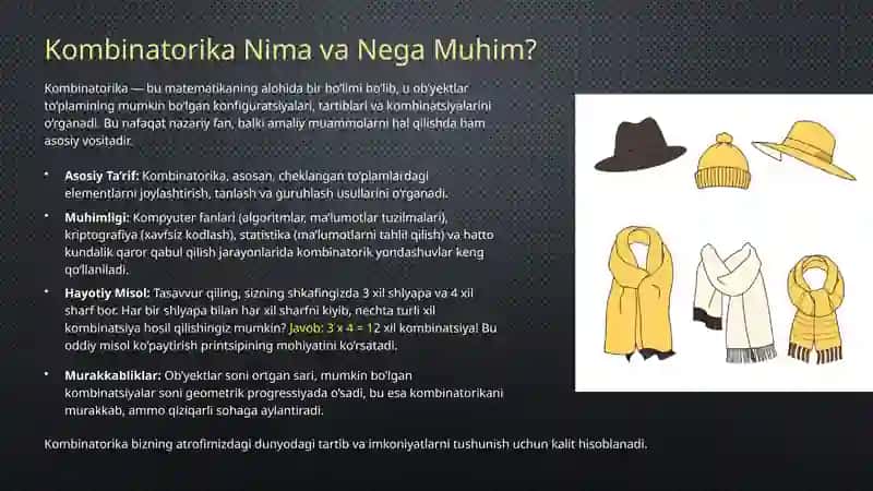 kombinator obyektlarni va sonlarni o`rganish 2