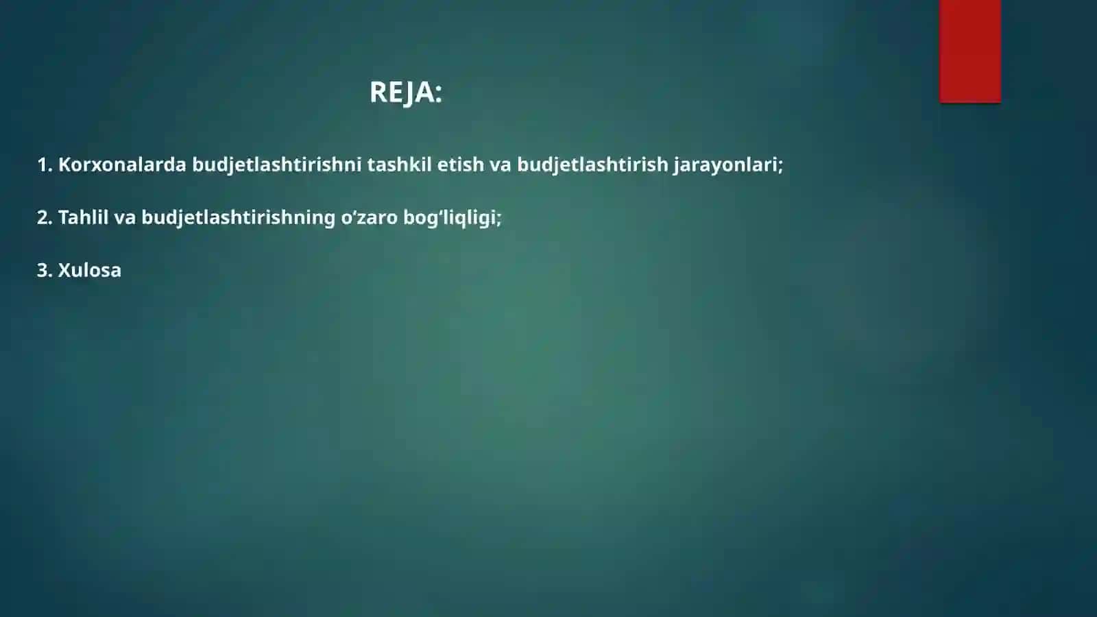 Korxonalarda budjetlashtirishni tashkil etish 2